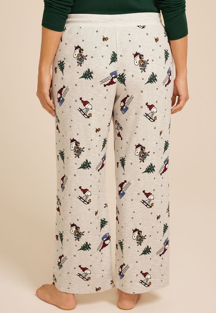 Plus Size Hacci Snoopy And Woodstock Wide Leg Pajama Pants - Image 2