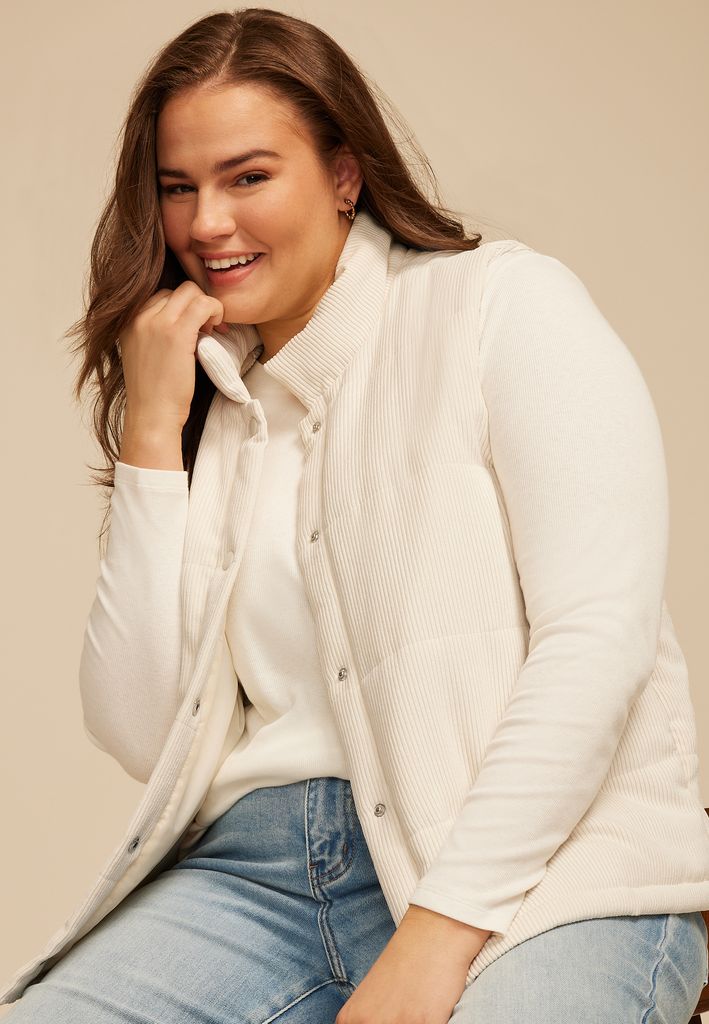 Plus Size Corduroy Quilted Vest - Image 3