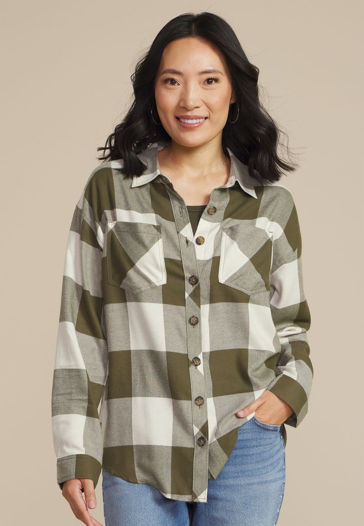 Plaid Button Down Boyfriend Shirt