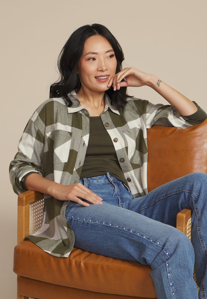 Plaid Button Down Boyfriend Shirt - Image 3