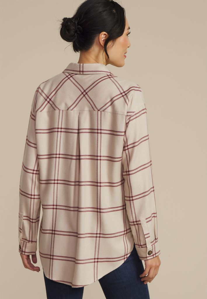 Plaid Boyfriend Button Down Shirt - Image 2