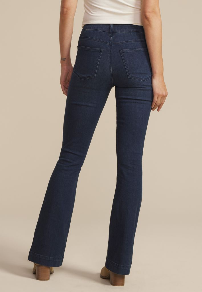 Dark High Rise Seamed Flare Jean - Image 2