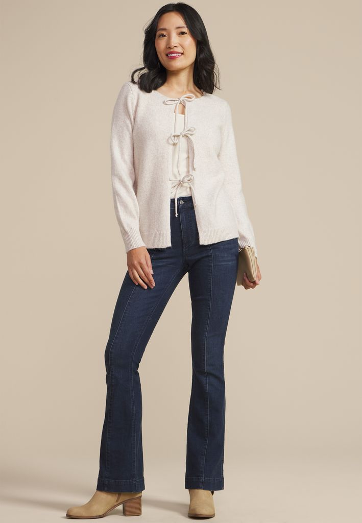 Dark High Rise Seamed Flare Jean - Image 3
