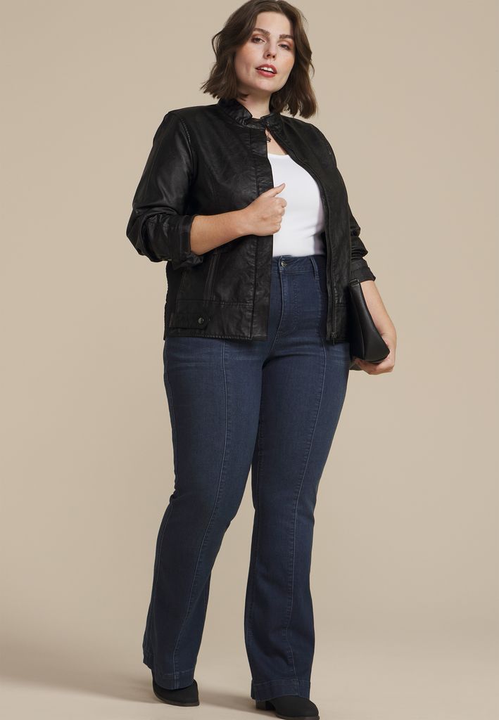 Plus Size Dark High Rise Seamed Flare Jean - Image 3