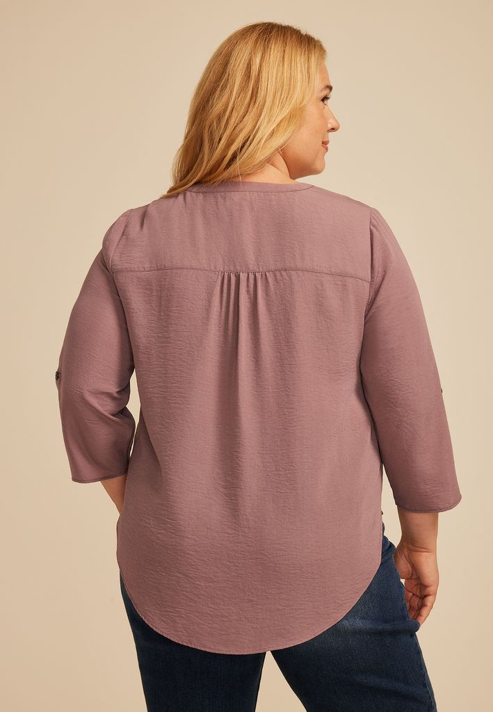 Plus Size Atwood 3/4 Sleeve Popover Blouse - Image 2