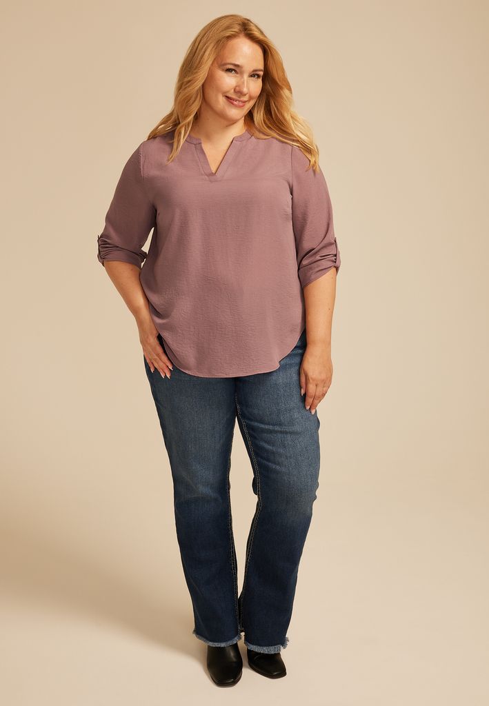 Plus Size Atwood 3/4 Sleeve Popover Blouse - Image 3