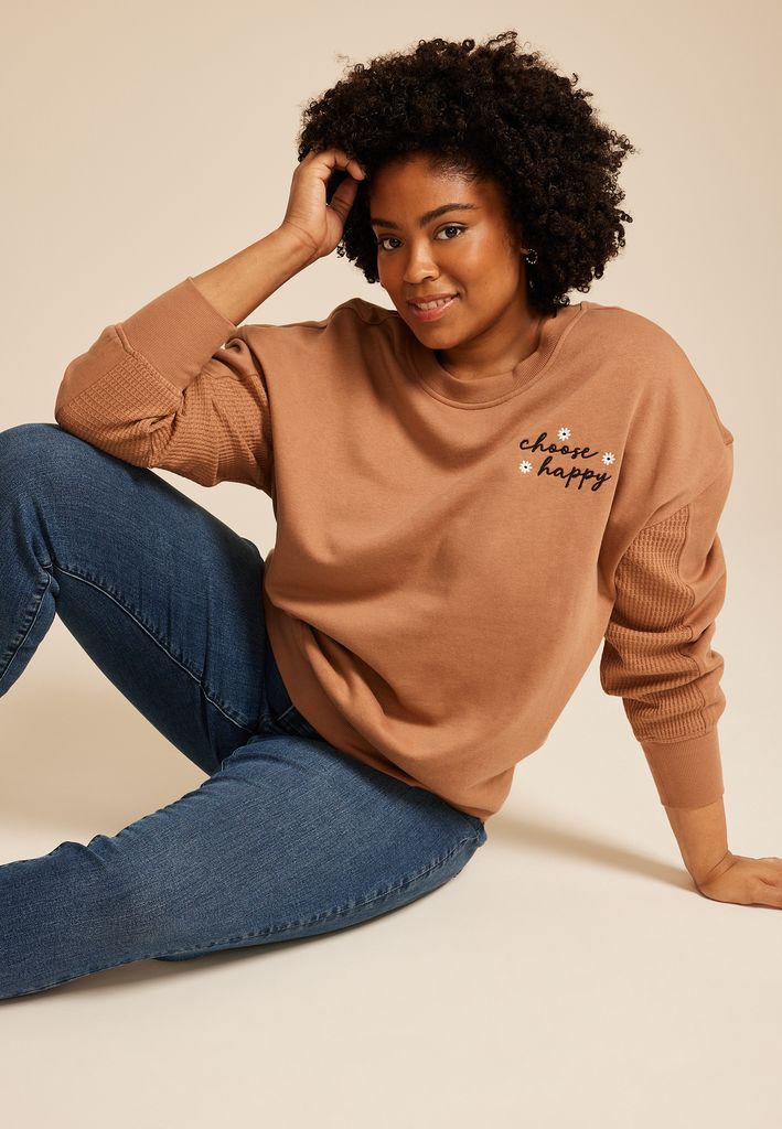 Plus Size Choose Happy Relaxed Fit Sweatshirt - Image 3