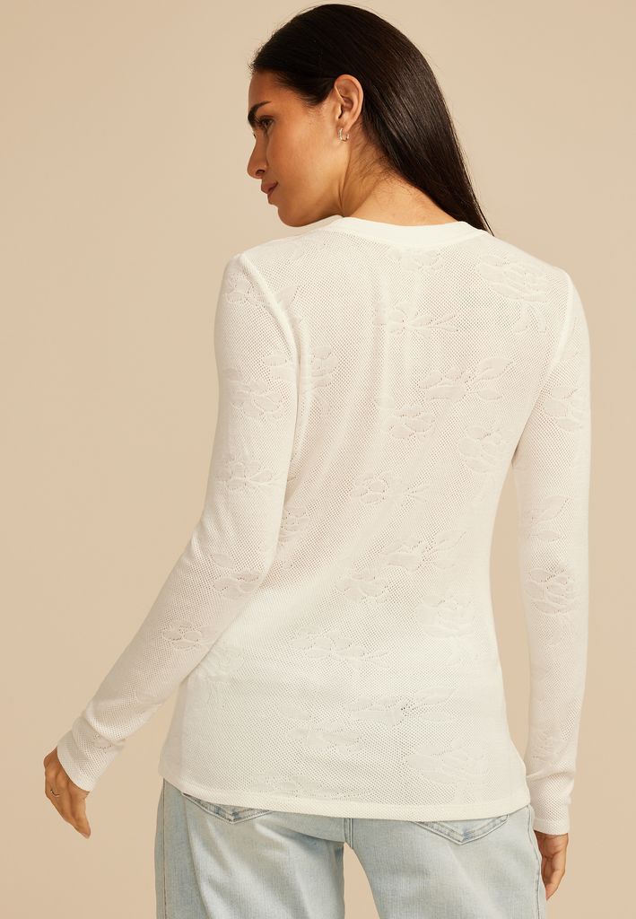 Floral Jacquard Mesh Top - Image 2
