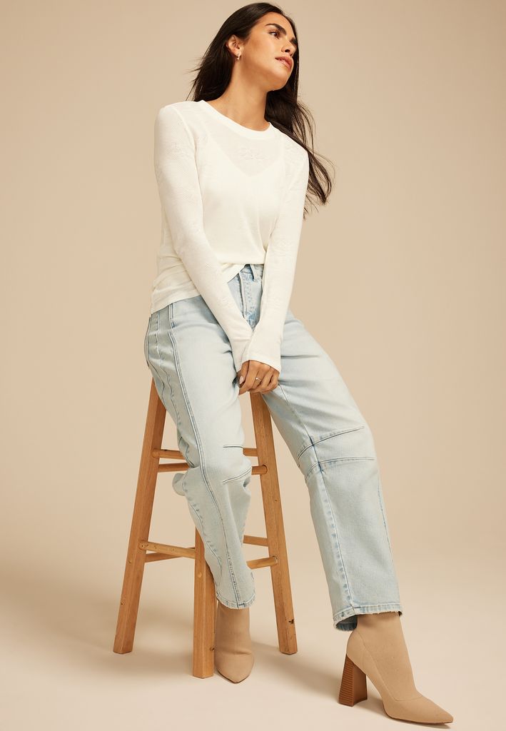 Floral Jacquard Mesh Top - Image 3