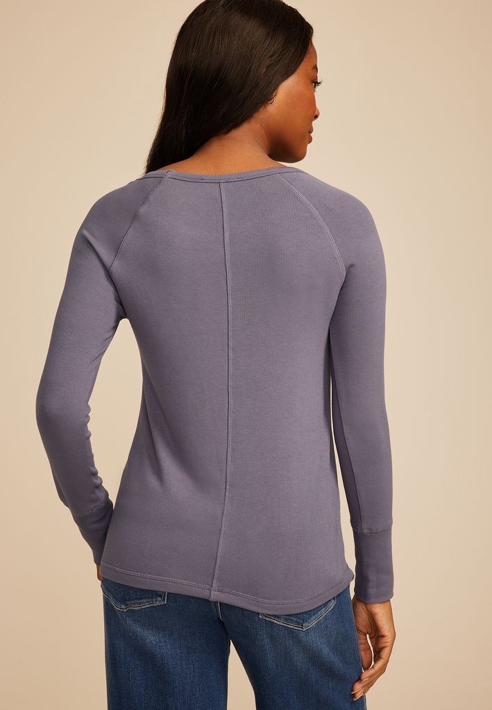 Soft Essential Crew Neck Snap Cuff Top - Image 2