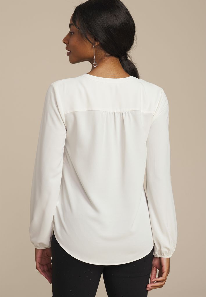 Silver Trim V Neck Blouse - Image 2