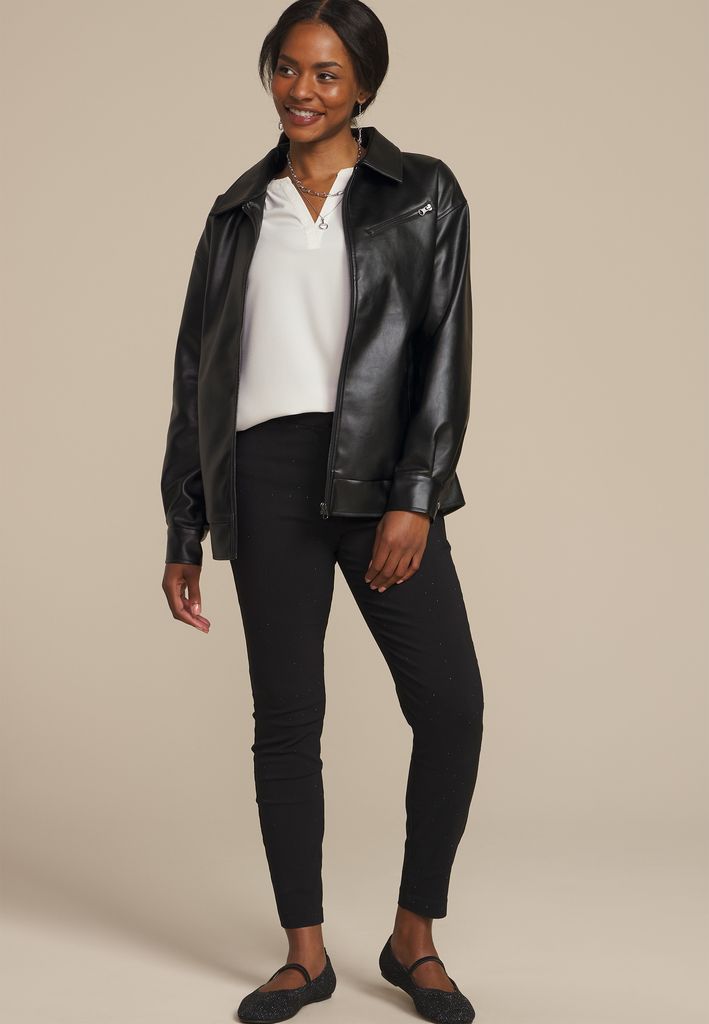 Silver Trim V Neck Blouse - Image 3
