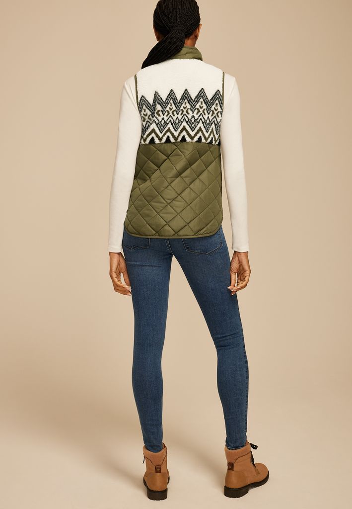 Fair Isle Sherpa Quilted Vest - Image 2
