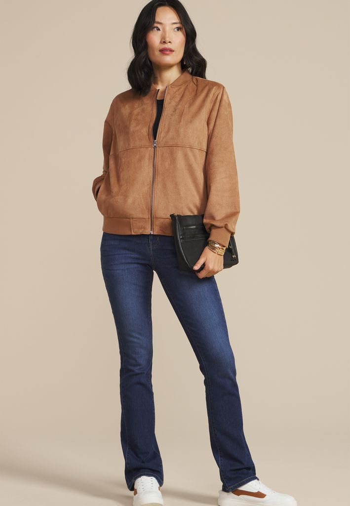 Tan Suede Bomber Jacket - Image 3