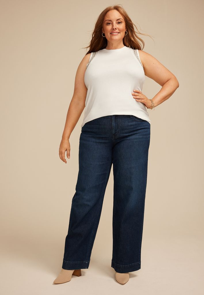 Plus Size Studded Embellished Shoulder Tank Top - Image 3