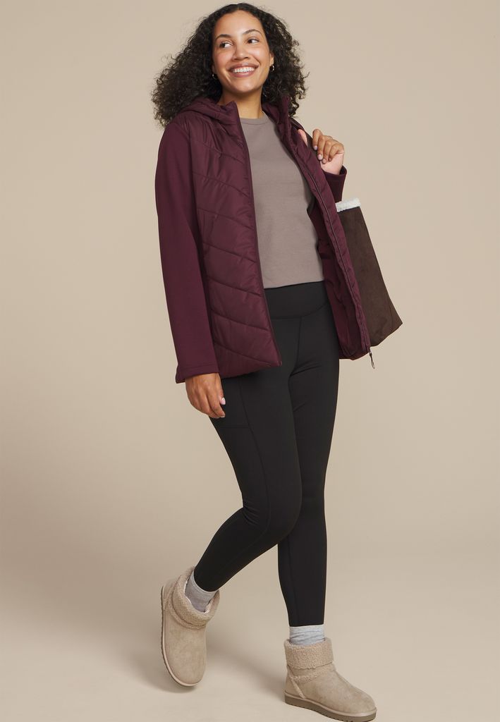 Plus Size Quilted Knit Hooded Jacket - Image 3