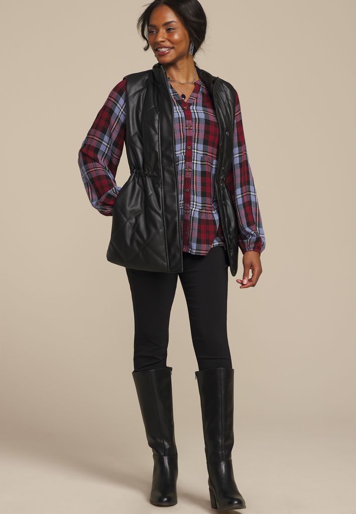Faux Leather Quilted Vest - Image 3