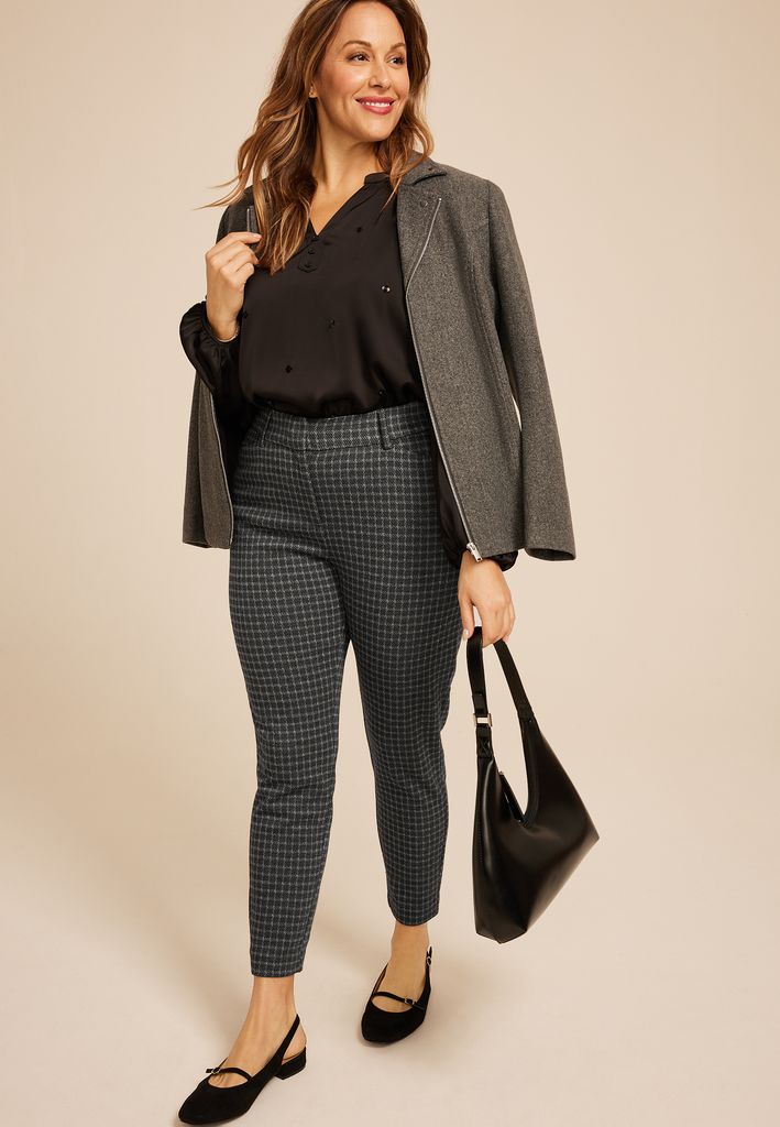 Plus Size Windowpane Ponte Skinny Pant - Image 3