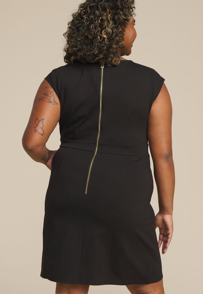 Plus Size Ponte Cap Sleeve Mini Dress - Image 2