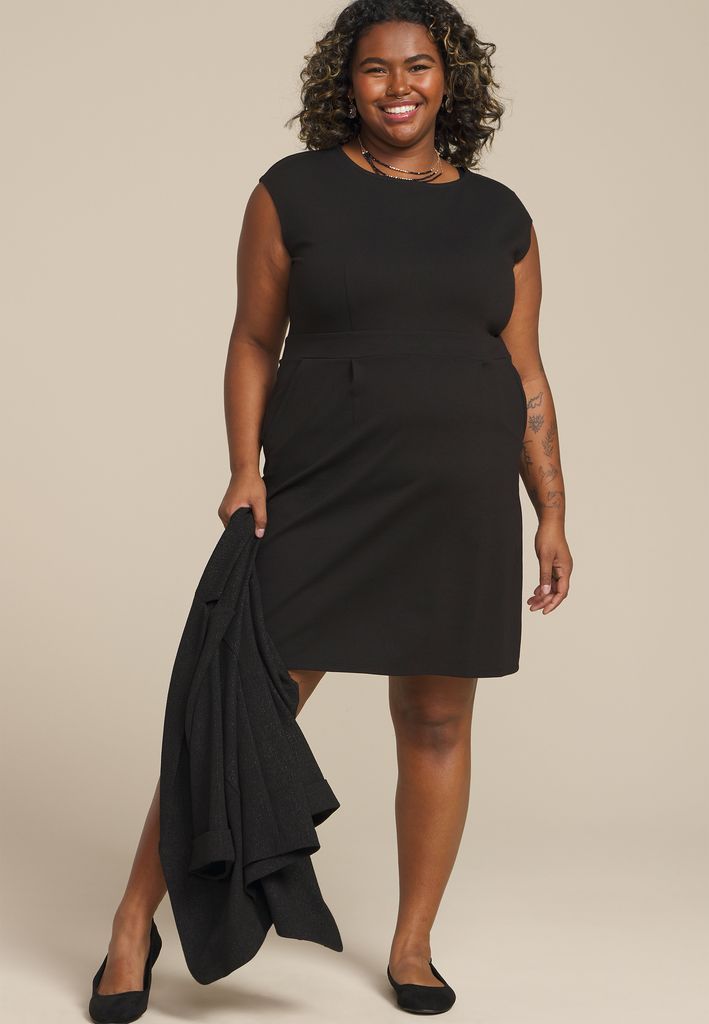 Plus Size Ponte Cap Sleeve Mini Dress - Image 3