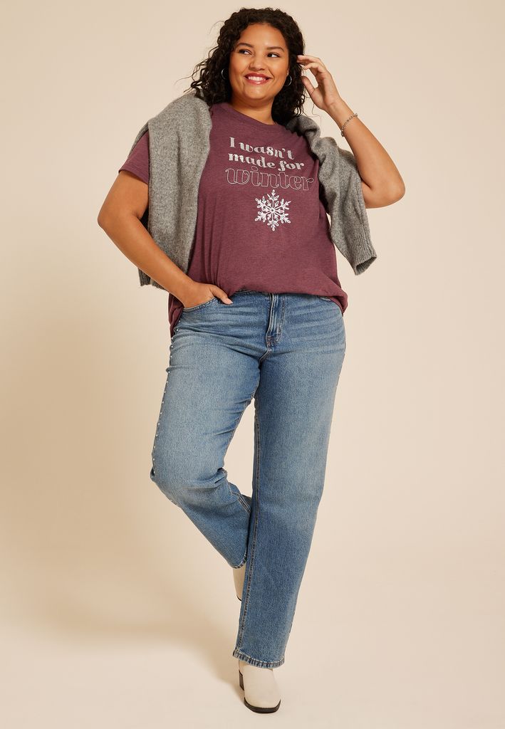 Plus Size I Wasnt Made For Winter Oversized Fit Graphic Tee - Image 3