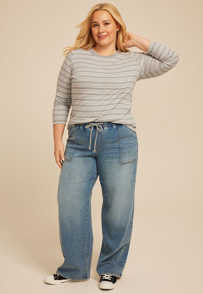 Plus Size m jeans by maurices™ Medium Knit High Rise Pull On Wide Leg Jean - Image 3