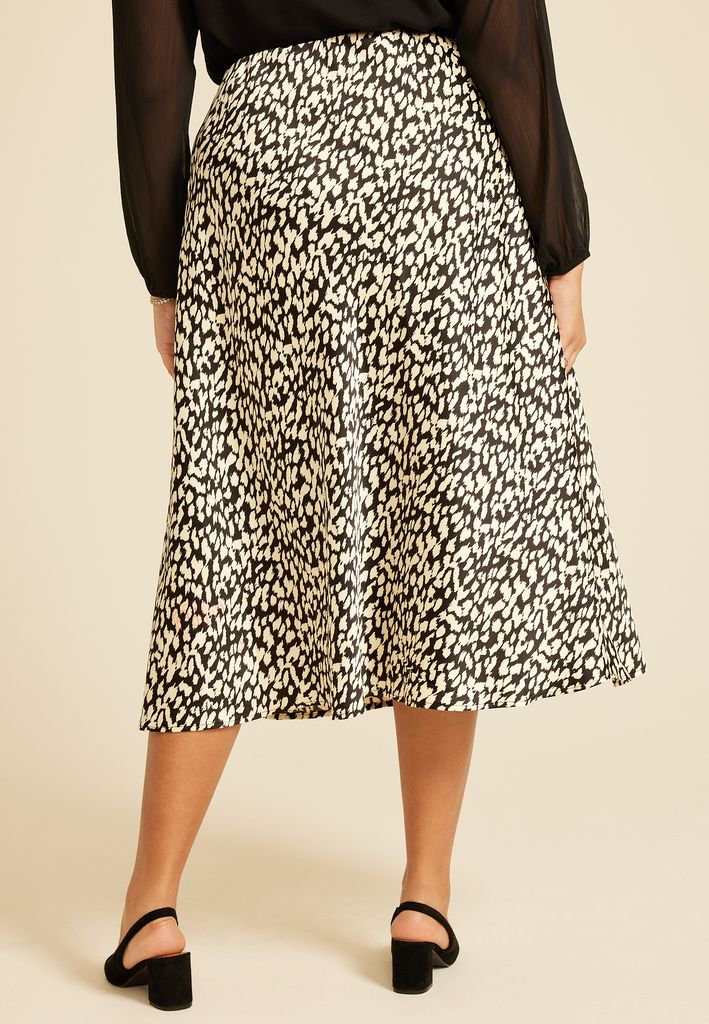Plus Size Satin High Rise Midi Skirt - Image 2