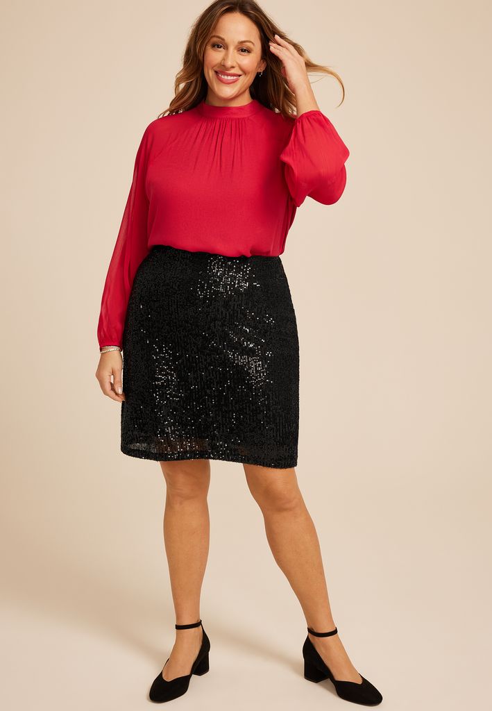 Plus Size Studio Y Sequin High Rise Mini Skirt