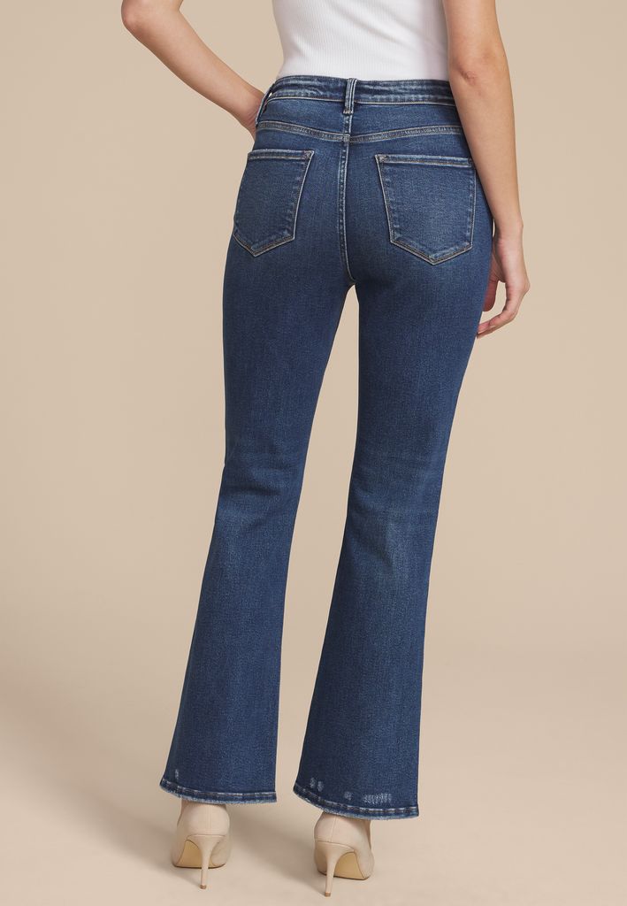 Flying Monkey™ Dark High Rise Destructed Hem Slim Boot Jean - Image 2