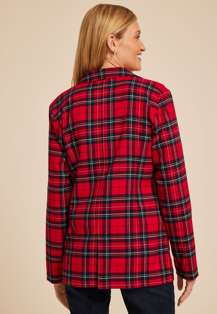 Festive Tartan Plaid Blazer - Image 2