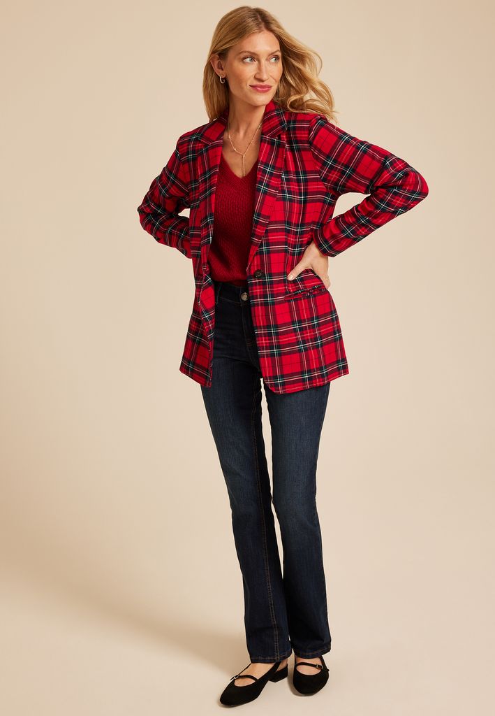 Festive Tartan Plaid Blazer - Image 3