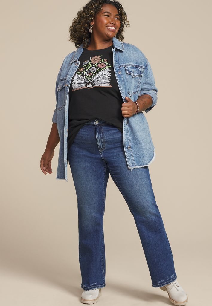 Plus Size Floral Book Classic Fit Graphic Tee - Image 3