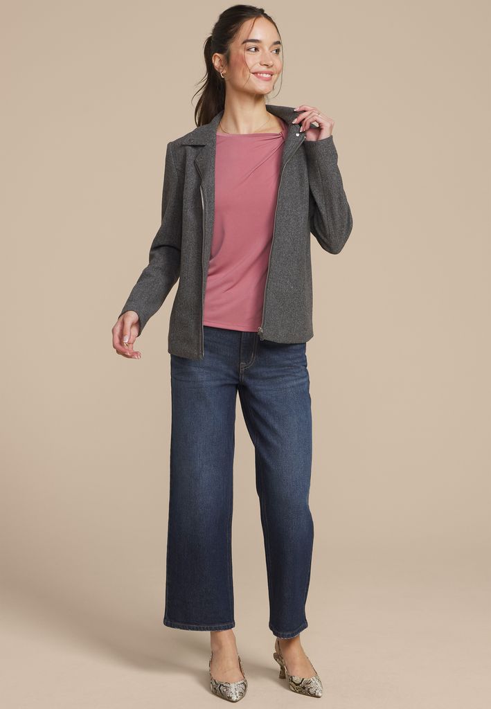 Gray Moto Blazer Jacket - Image 3