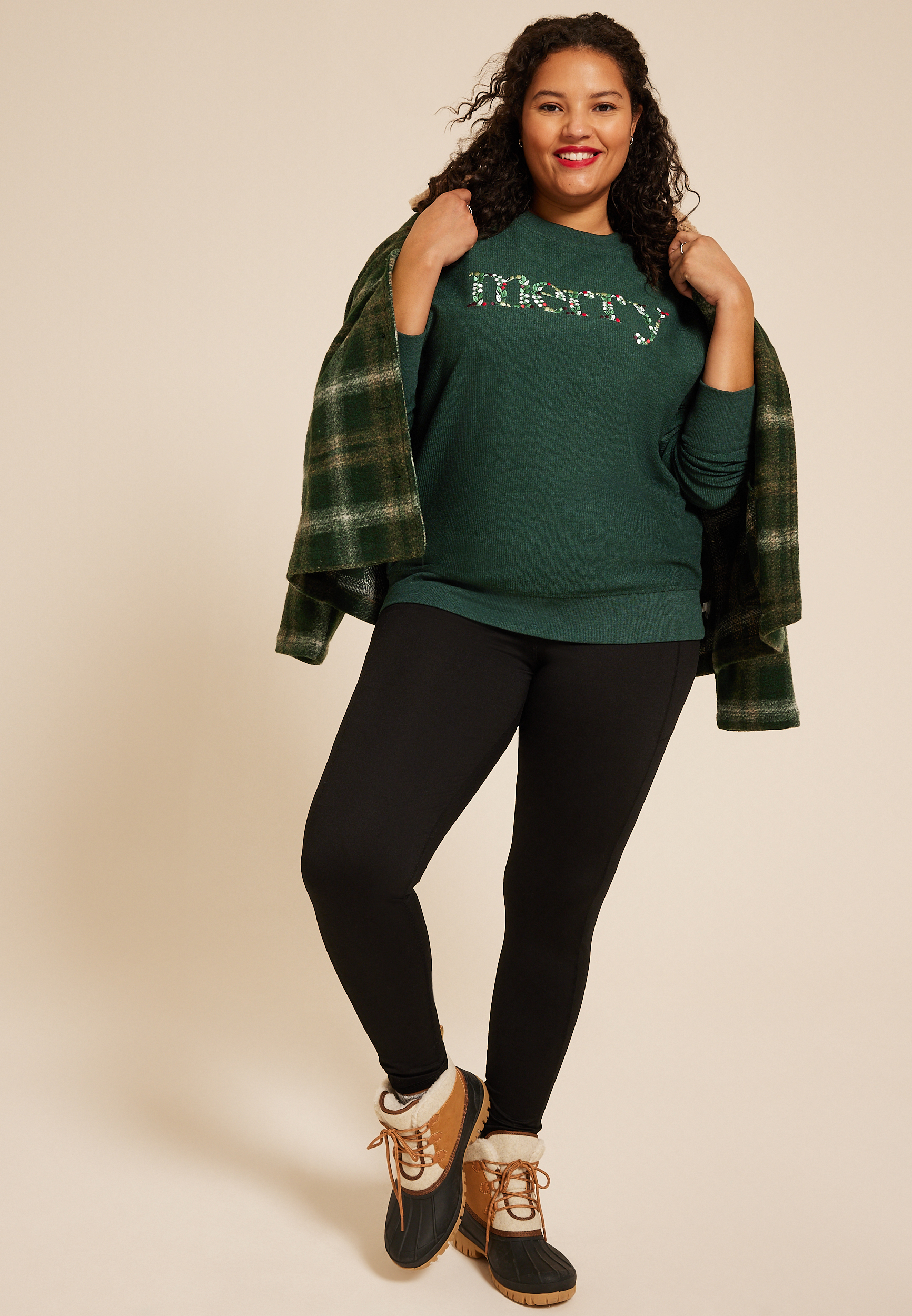 Plus Size Merry Embroidered Relaxed Fit Sweatshirt - Image 4