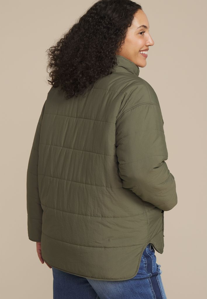 Plus Size Quilted Patch Pocket Jacket - Image 2