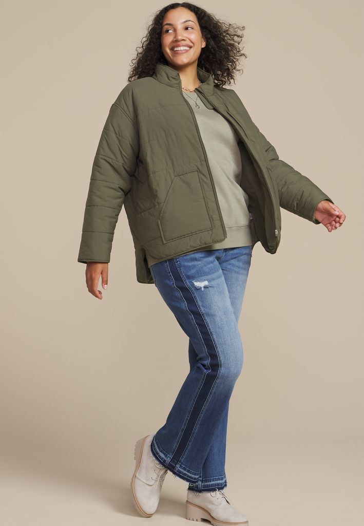 Plus Size Quilted Patch Pocket Jacket - Image 3