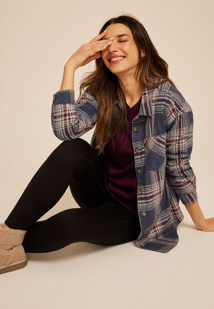Plaid Boyfriend Tunic Button Down Shirt - Image 3