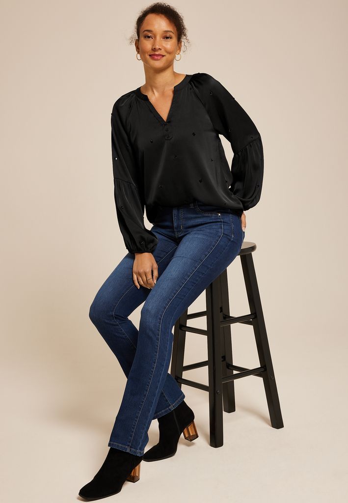 Sequin Embellished Balloon Sleeve Blouse - Image 3