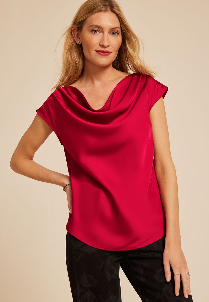 Satin Cowl Neck Blouse - Image 3