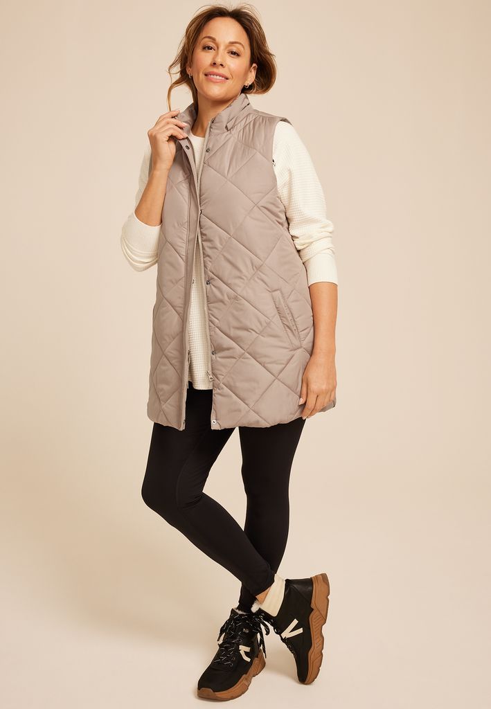 Plus Size Quilted Long Hooded Vest - Image 3