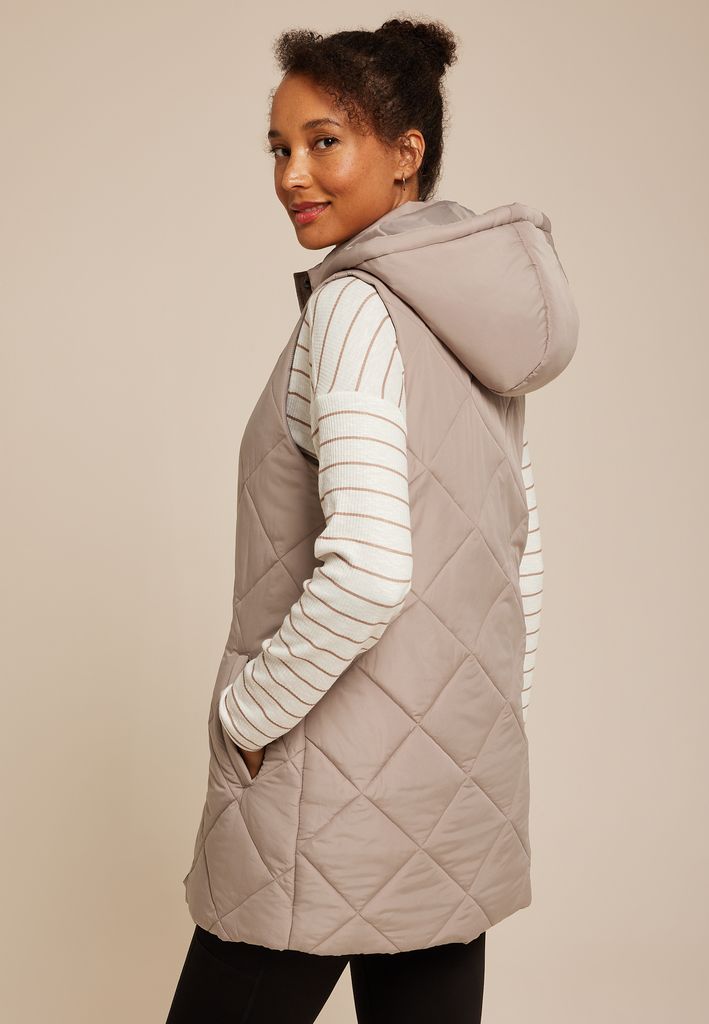 Quilted Long Hooded Vest - Image 2