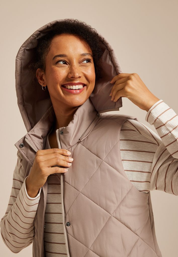 Quilted Long Hooded Vest - Image 3