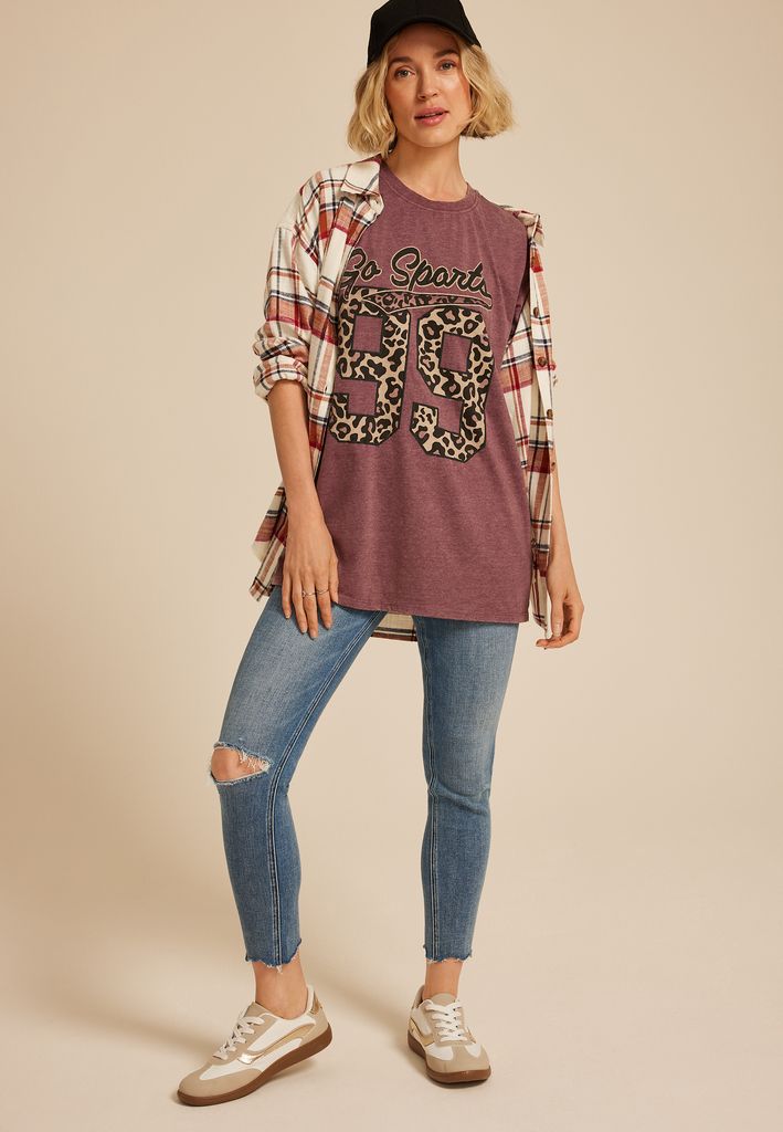 Go Sports Leopard Print Oversized Fit Graphic Tee - Image 3