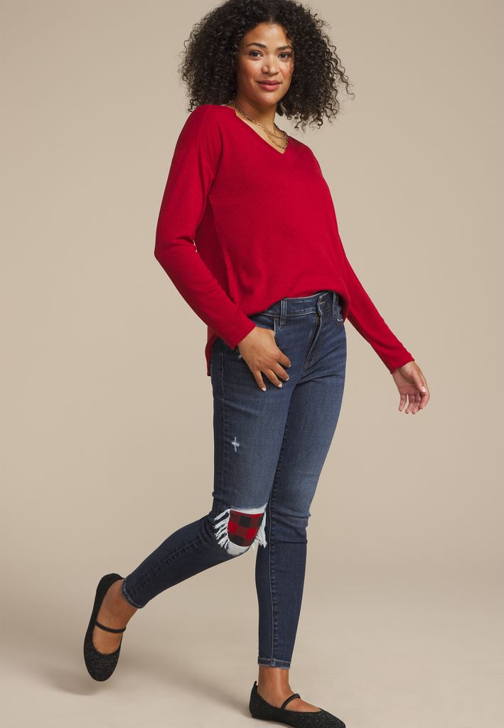 m jeans by maurices™ Dark Cool Comfort Buffalo Plaid Backed Jegging - Image 3