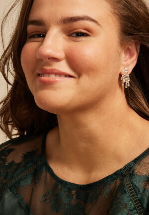 Gold Rhinestone Chandelier Drop Earrings