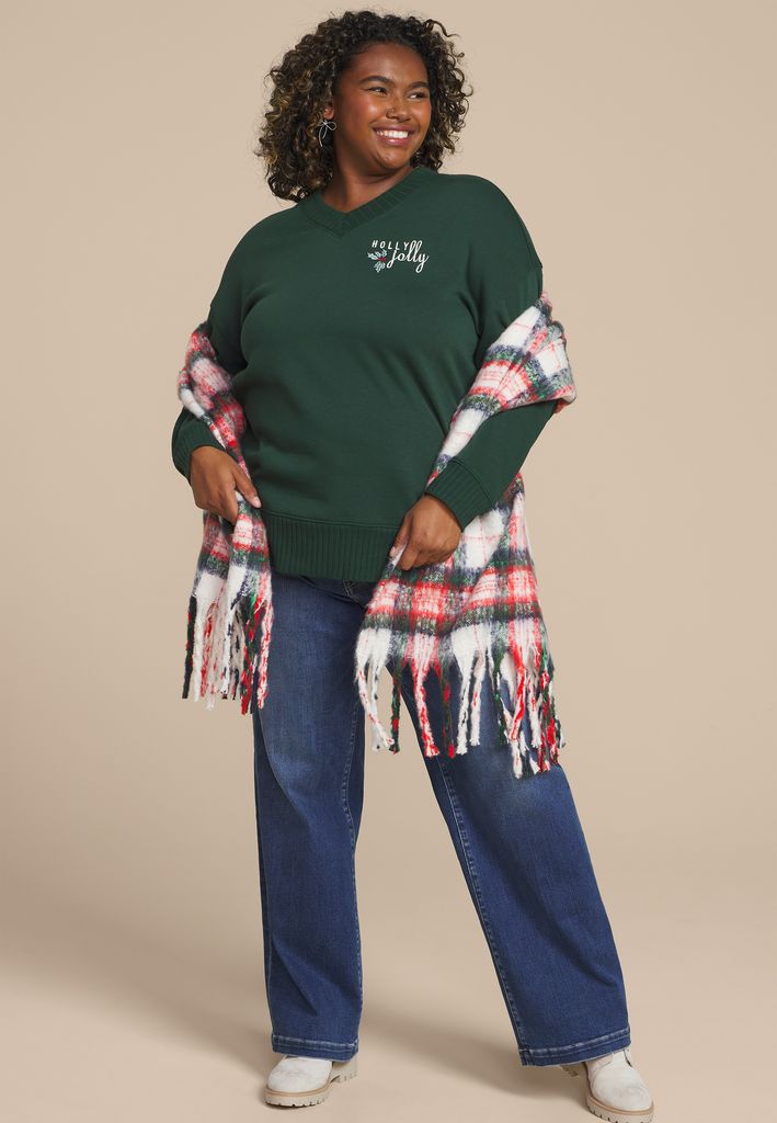 Plus Size Willowsoft Holly Jolly Relaxed Fit Sweatshirt - Image 3