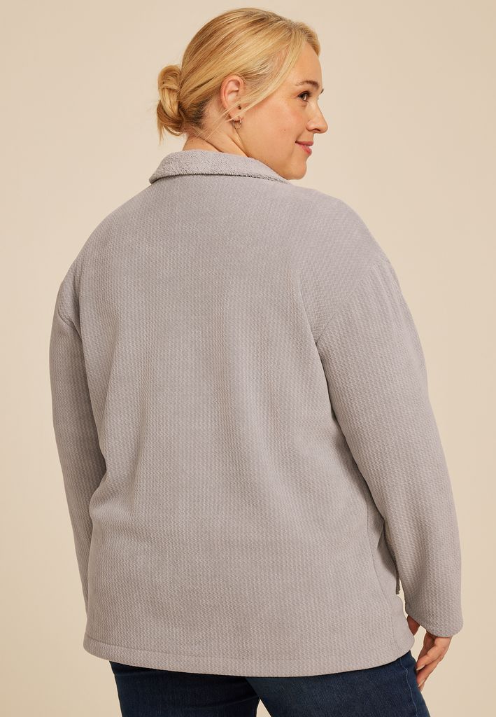 Plus Size Cozy Textured Shacket - Image 2