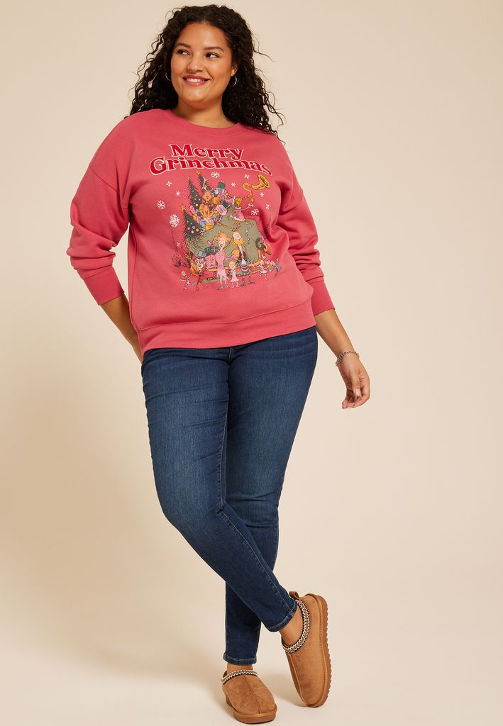 Plus Size Merry Grinchmas Relaxed Fit Sweatshirt - Image 3