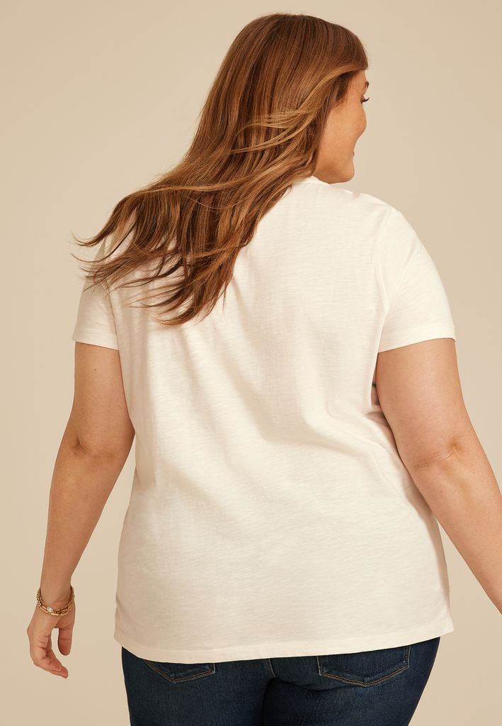 Plus Size Merry And Bright Embroidered Classic Fit Graphic Tee - Image 2