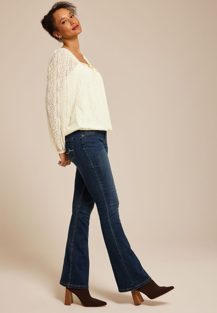 Satin Trim Lace Bubble Hem Blouse - Image 3